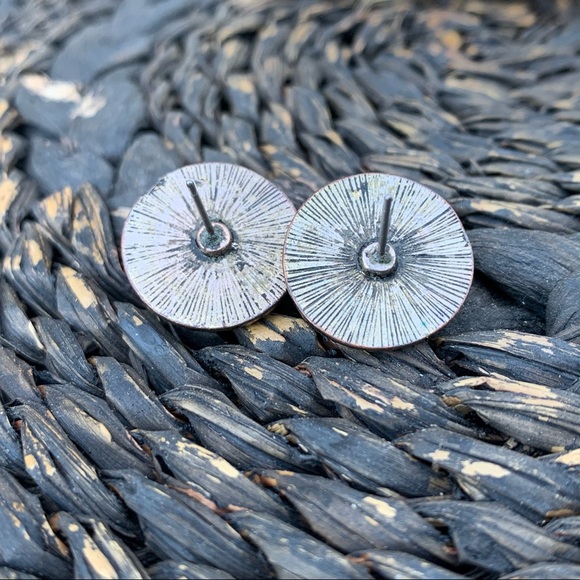 Round Turquoise Stud Earrings - Picture 3 of 4